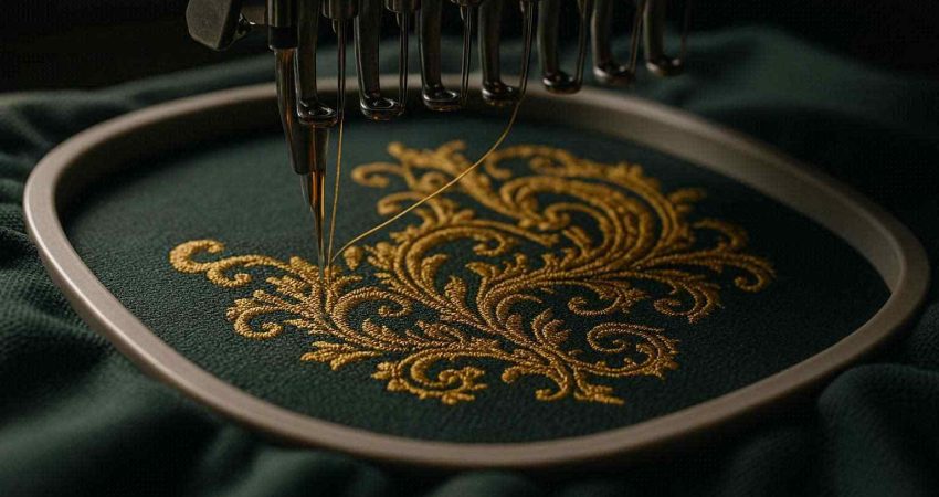 kekurangan bordir pakaian pada detail jahitan kain
